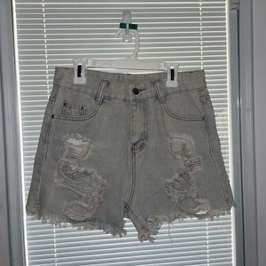 Shein, High-Rise Light wash Jean shorts